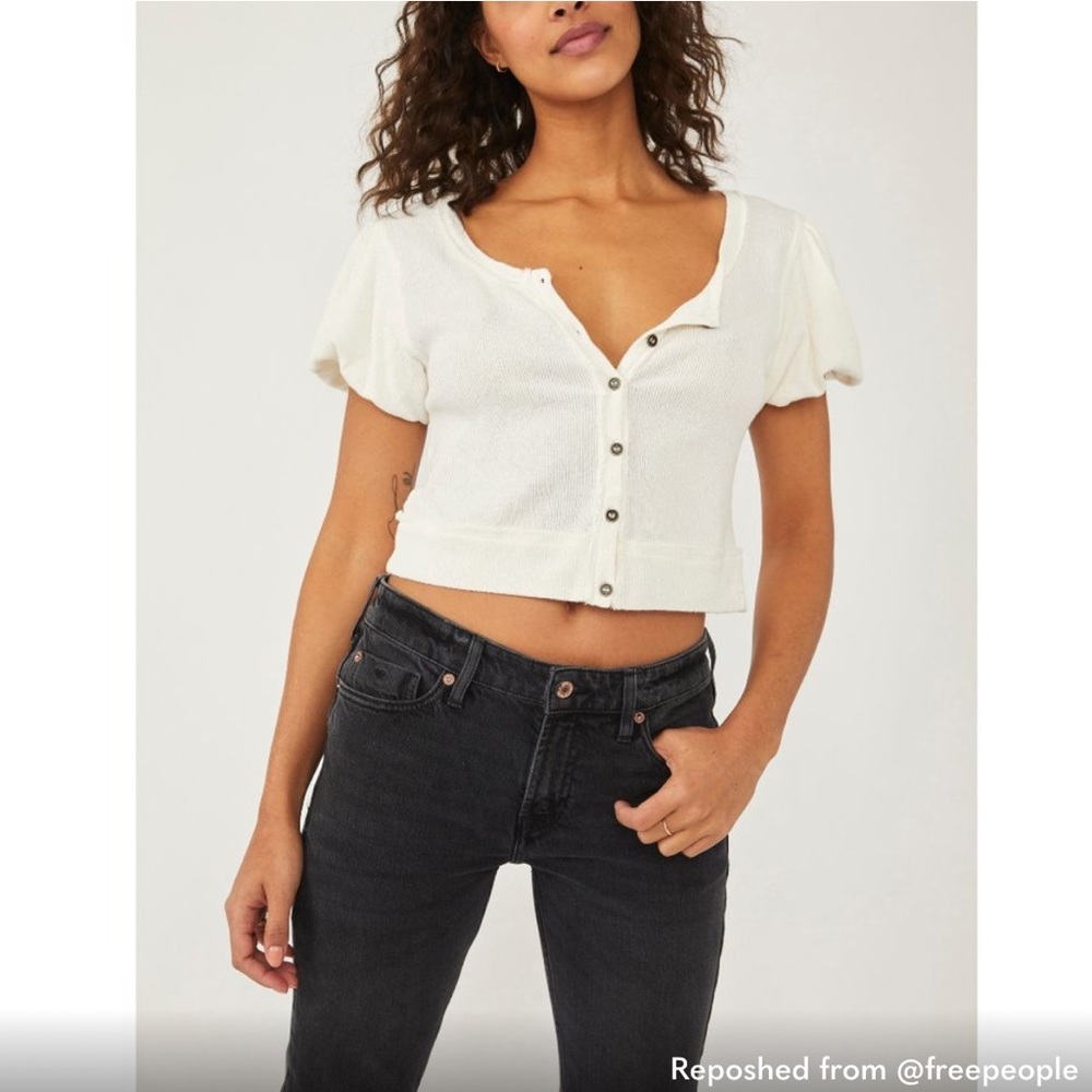 Free People Cropped Waffle Molly Tee